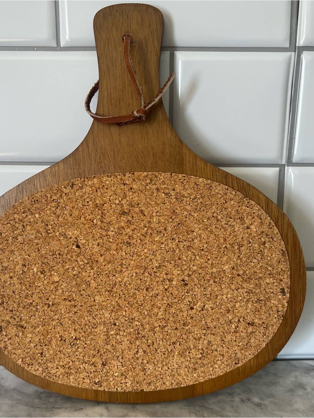 Vintage Brown Cork & Wood Paddle Trivet